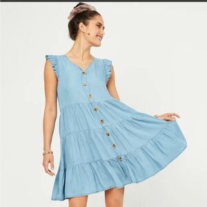 Hayden Womens Ruffle Button Down Tiered Dress